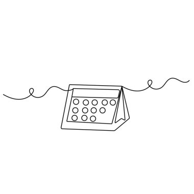 Tablo takvimi tek satır sanatı, izole edilmiş dış hat vektör simgesinin sürekli tek satır çizimi