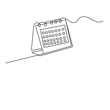 Tablo takvimi tek satır sanatı, izole edilmiş dış hat vektör simgesinin sürekli tek satır çizimi