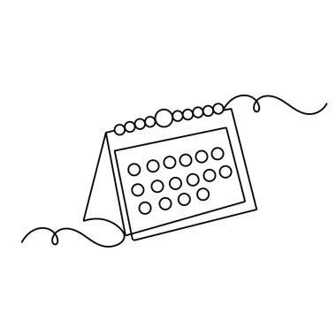 Tablo takvimi tek satır sanatı, izole edilmiş dış hat vektör simgesinin sürekli tek satır çizimi