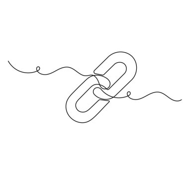 Zincir linki simgesi dış hat vektör illüstrasyonunun sürekli bir çizgi çizimi 