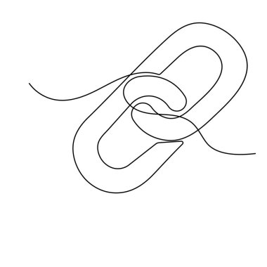 Zincir linki simgesi dış hat vektör illüstrasyonunun sürekli bir çizgi çizimi 