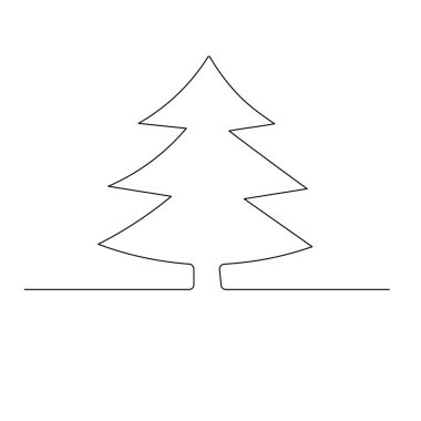 Noel ağacı simgesi ana hatlı vektör illüstrasyonunun sürekli bir çizgi çizimi