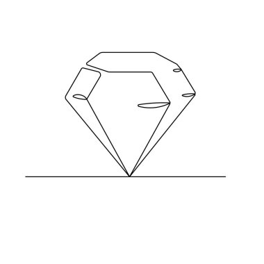  Elmas simgesi ana hatlı vektör illüstrasyonunun sürekli bir çizgi çizimi 