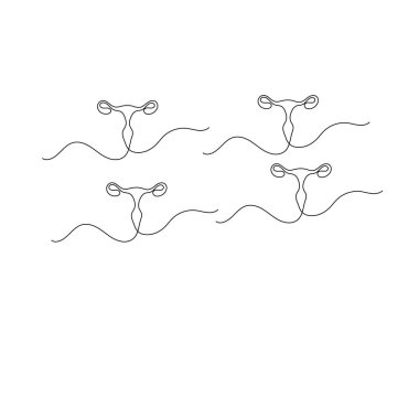  Kadınların uterus simgesi ana hatlı vektör illüstrasyonunun aralıksız tek çizgi çizimi