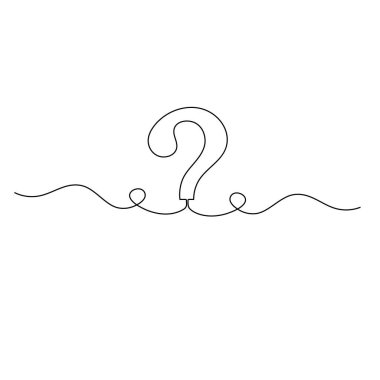  Soru işareti. taslak vektör illüstrasyonunun sürekli bir çizgi çizimi