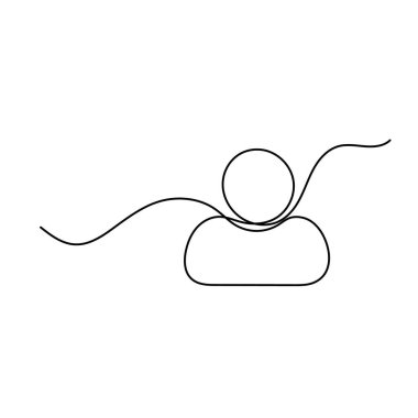 Kullanıcı kişisi simgesi sürekli bir satır ana hatlı vektör çizimi