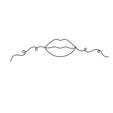 Bir çizgi minimalist dudaklar vektör çizimini öper