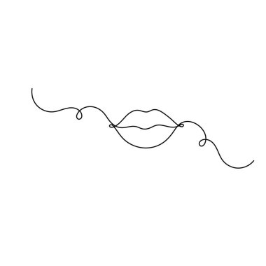 Bir çizgi minimalist dudaklar vektör çizimini öper