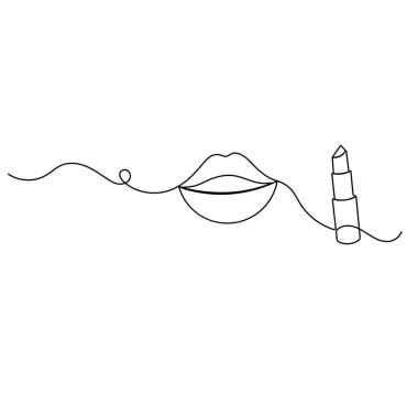 Bir çizgi minimalist dudaklar vektör çizimini öper