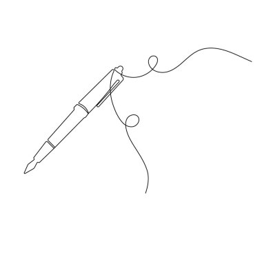 Kalem yazma, sürekli tek satır çizim, minimalist vektör illüstrasyonu