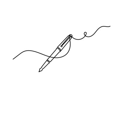 Kalem yazma, sürekli tek satır çizim, minimalist vektör illüstrasyonu