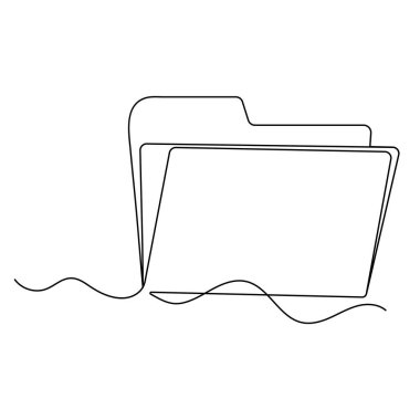 Dosya dizini, sürekli tek satır çizimi, minimalist ana hatlı vektör çizimi 