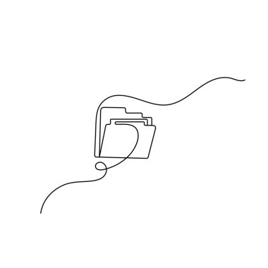 Dosya dizini, sürekli tek satır çizimi, minimalist ana hatlı vektör çizimi 