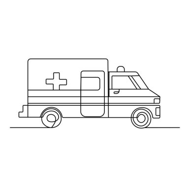 Ambulans minimalist sürekli hat, tıbbi acil durum vektör çizimi