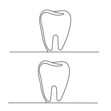 Diş minimalist tıbbi vektör çizimi çizen bir çizgi
