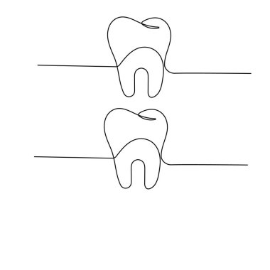 Diş minimalist tıbbi vektör çizimi çizen bir çizgi