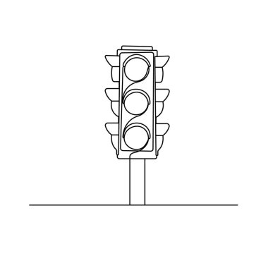 Trafik ışığı bir çizgi çizimi, minimalist çizim vektör çizimi
