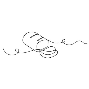 Uzun somun ekmek ikonu sürekli bir çizgi çizer.