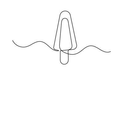 Dondurma çubuğu simgesi, ana hatlı vektör illüstrasyonunun sürekli çizimi