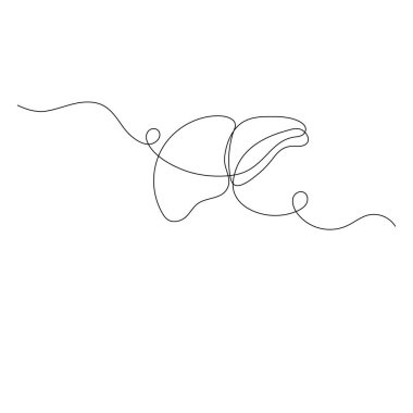 Karaciğer anatomisi simgesi, ana hatlı vektör illüstrasyonunun sürekli tek çizgi çizimi