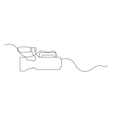 Video Camera icon, continuous one-line drawing of outline vector illustration