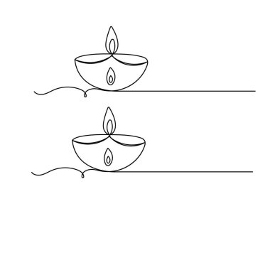 Geleneksel Diya lambası sürekli beyaz üzerine izole edilmiş tek çizgi çizimi