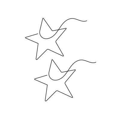 Beyaz arkaplan üzerinde sürekli bir yıldız çizimi, minimalist ana hatlı vektör çizimi