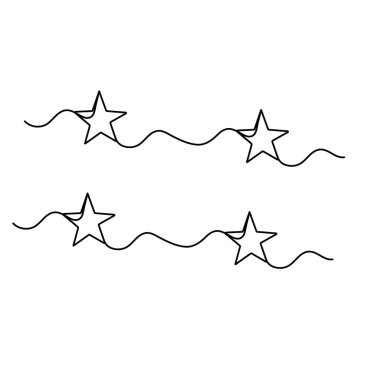 Beyaz arkaplan üzerinde sürekli bir yıldız çizimi, minimalist ana hatlı vektör çizimi