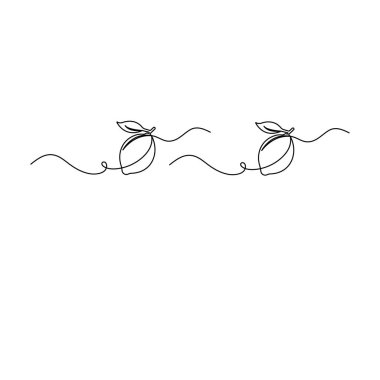 Beyaz arkaplanda limon aralıksız tek çizgi çizimleri