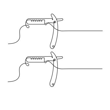 Berber dükkanındaki markalaşma için klasik bir ustura çizimi.