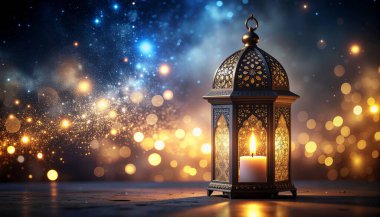 Parlak arkaplanda lüks Ramazan Gecesi Aydınlanması