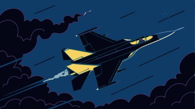 Sinema uçağı çizimleri, karanlık fırtına bulutlarının arasından hızla süzülen, havacılık ordusu ve dijital sanat meraklıları için mükemmel bir hava aracını gösteriyor.