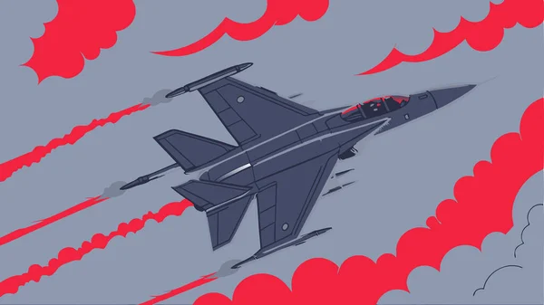 Modern savaş uçağı çizimleri hız ve güç gösteriyor. Kırmızı bulutlar ve dinamik hareketler havacılık askeri ve dijital sanat meraklıları için mükemmel.