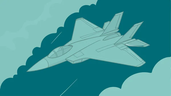 Modern savaş jeti vektör çizimi, parlak aerodinamik tasarımı, deniz mavisi arka plan hızlı hareket çizgileri ve detaylı uçak çizimleri, havacılık ve askeri temalı projeler için mükemmeldir.