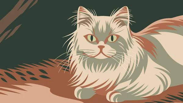 Eskimiş bir sanat deco estetiği içeren eşsiz bir kedi çizimi keşfedin. Bu grafik tasvirinde kabarık uzun saçlı, katmanlı şekilli, sessiz renklere sahip ve desen üzerine odaklanmış klasik ahşap izlerini anımsatan bir kedi tasviri yer alıyor. A