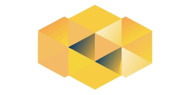 Sarılar ve portakallardan oluşan sıcak bir palette üst üste binen geometrik şekiller içeren canlı bir soyut kompozisyon. Bu optik illüzyon tasarımı, derinlik ve modern karmaşıklık hissi yaratmak için katmanlı üçgenler kullanır..