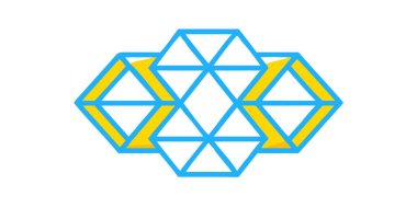 Büyüleyici bir 3 boyutlu geometrik optik illüzyon. Mavi ve sarı altıgenleri birbirine kenetliyor. Bu soyut şablon derinlik yaratmak için perspektif ve tekrar eden şekiller kullanır. Modern grafik tasarım için harika arka planlar ve yaratıcı projeler.