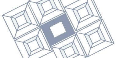 Açık mavi küplerin merkezi koyu mavi kareye sahip tekrarlayan bir deseni içeren temiz ve modern bir izometrik illüstrasyon. Minimalist arka plan tasarımları ve soyut geometrik sanat kavramları için ideal.