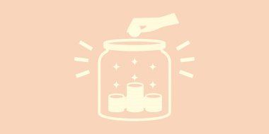 Bir el, birikimlerle dolu cam bir kavanoza bozuk para atar. Bu illüstrasyon finansal büyümeyi, zenginlik birikimini ve gelecekteki güvenlik için para biriktirmenin neşesini temsil ediyor. Kişisel finans ve yatırım temaları için harika.