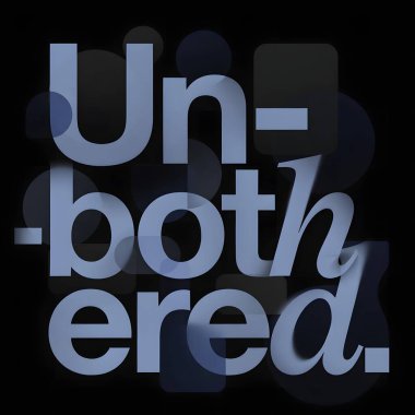 Modern grafik tasarımı katmanlı 3D harflerle serin mavi ve gri tonlarda yazılıyor. Bu minimalist tipografik çizim karanlık arka planda şık ve barışçıl bir görsel ifade yaratır..