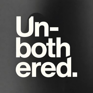 Minimalist grafik tasarımı koyu dokulu bir arka plana karşı koyu beyaz harfli tipografide 