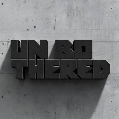 3D endüstriyel tipografi, gerçekçi gölgeli dokulu gri beton bir duvara karşı kalın bloklayıcı harflerle yazılmış kelime. Bu sanat eseri ham mimari tasarım ve modern metin sanatı yoluyla ağırlık ve izolasyon duygusu yaratır..