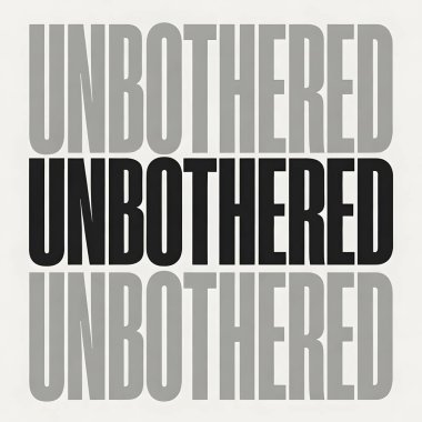 Hiç rahatsız edilmeden bej üzerine gri ve siyah tonlarında tekrarlanan minimalist tipografik sanat.