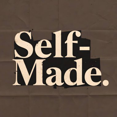 Eski tarz motive edici bir poster. Üzerinde kendi kendine yapılmış cesur desenli bir arka plan var. Bu görüntü, bağımsız bir ruhun ve kişisel dürtünün özünü yakalar. Başarı ve girişimci temalar için mükemmel.