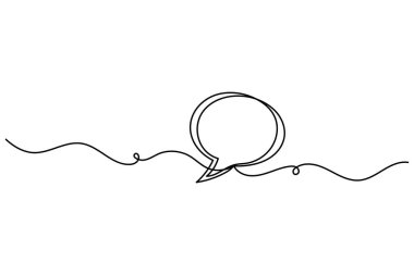 Speech bubble continuous one line drawing of isolated outline vector icon