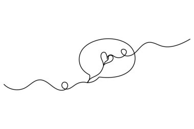 Speech bubble continuous one line drawing of isolated outline vector icon
