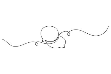 Speech bubble continuous one line drawing of isolated outline vector icon