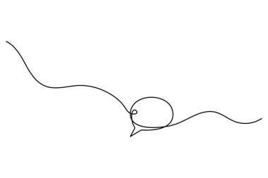 Speech bubble continuous one line drawing of isolated outline vector icon