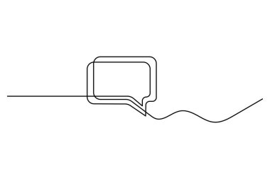 Speech bubble continuous one line drawing of isolated outline vector icon