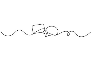 Speech bubble continuous one line drawing of isolated outline vector icon